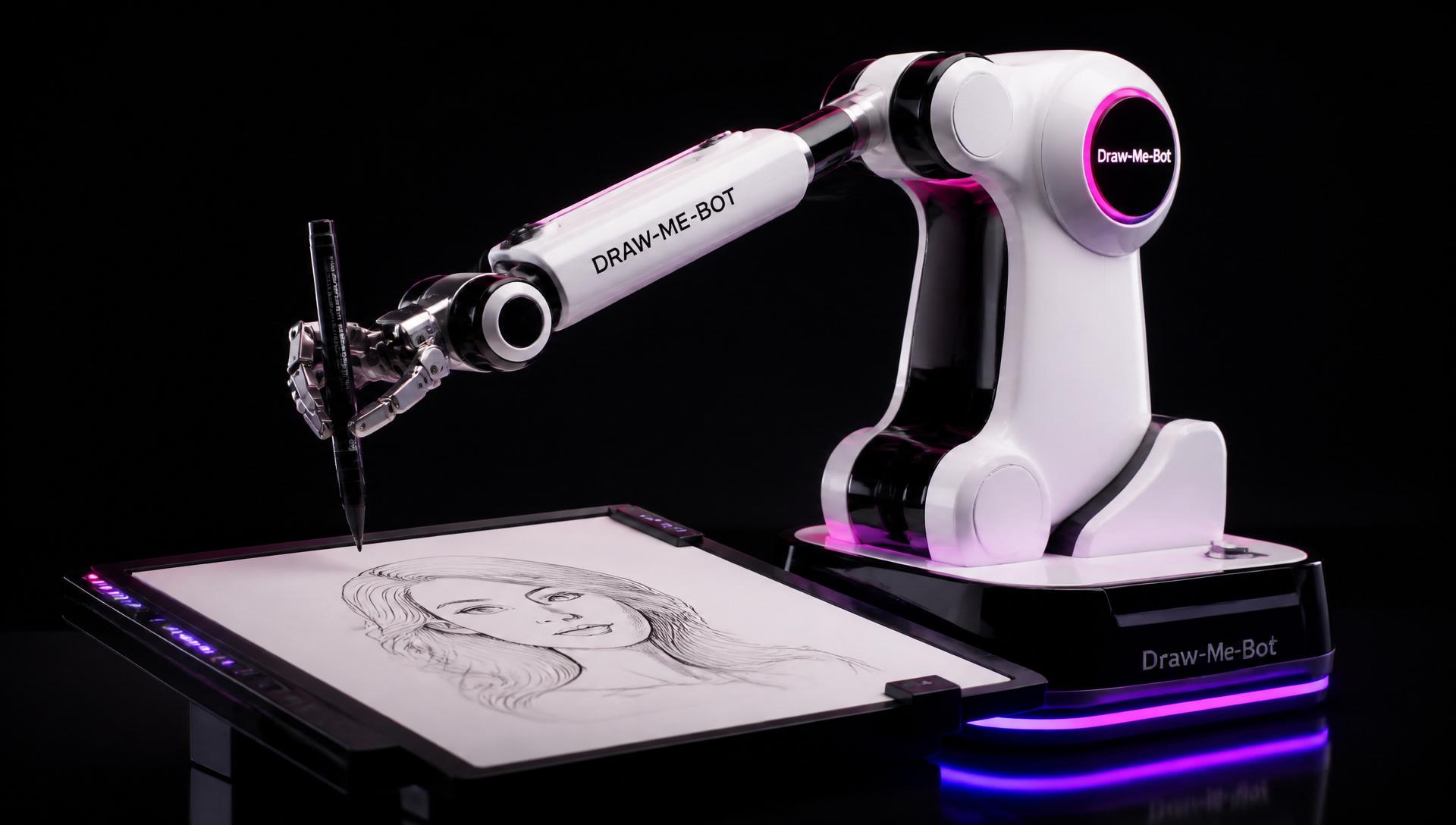 Draw-Me-Bot robotic drawing arm in action