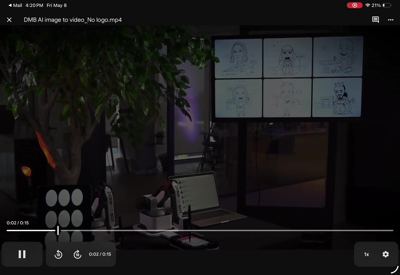 Draw-Me-Bot sketching guest portraits at an event